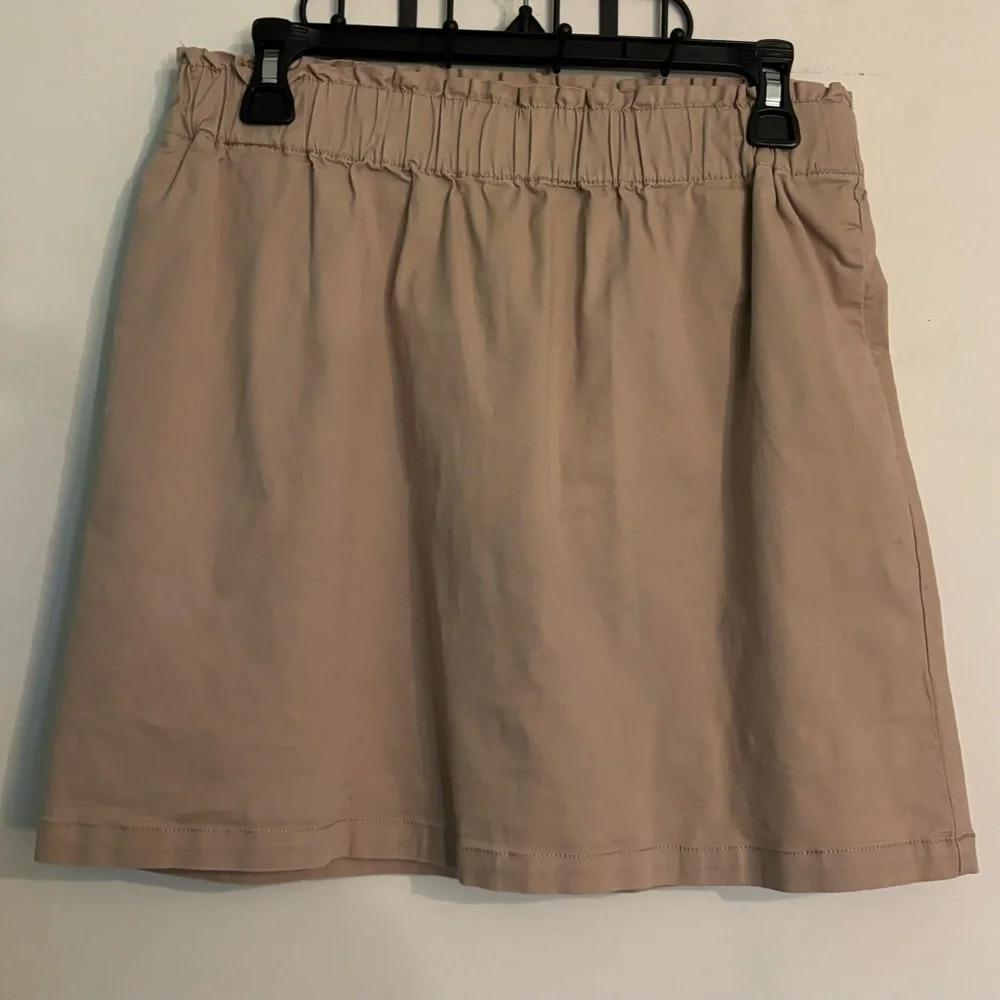 Gap Womens Khaki Skirt Elastic Waistband Pockets SZ Medium (Uniform) office